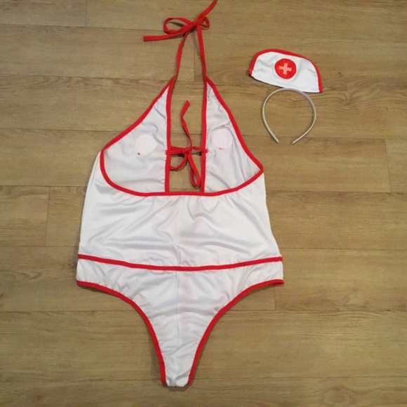 Women’s Plus Size Nurse Lingerie Bodysuit - Picture 7 of 9